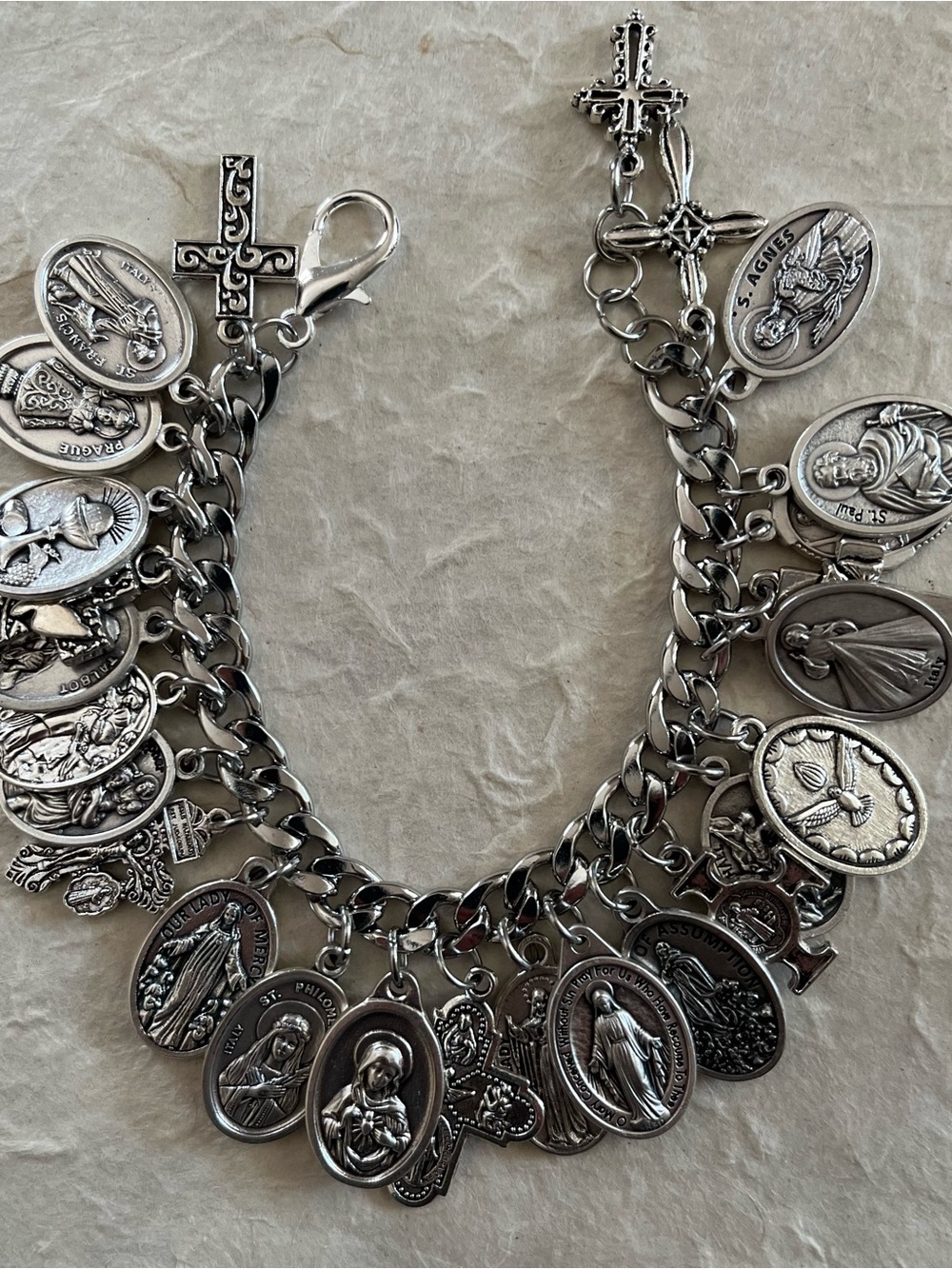 Catholic Charm Bracelet Saints, Crosses - Picture 6 of 13